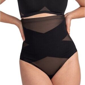Honeylove SuperPower Thong XL High-Waisted Shapewear Runway Black Tan